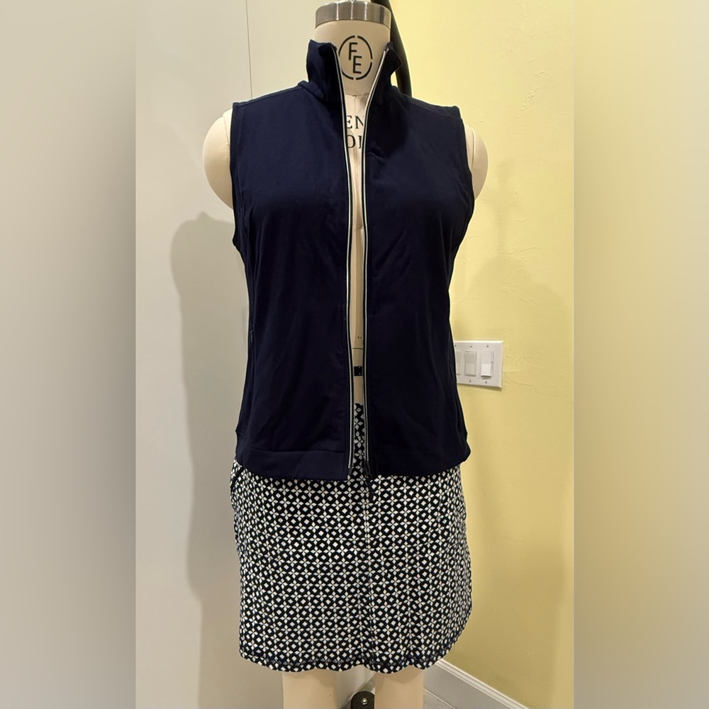 Talbots Navy and White Two-Piece Vest & Skort Set